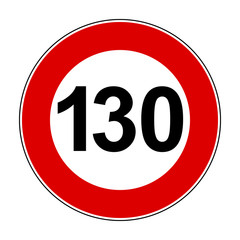 Speed limit signs of 130 km - stock vector - obrazy, fototapety, plakaty