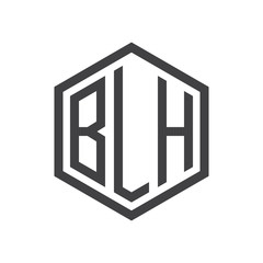 three-letter initials hexagon logo black