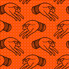 Oriental Vector Seamless Pattern. Hands Yoga Mudra Illustration