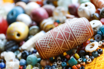 Colors and textures of antique beads.  