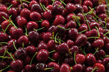 Dark Red Sweet Cherries Closeup