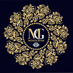 Vector logo templates. Monogram, initials, jewelry. Gold decorative frame. Elegant emblem logo for restaurants, hotels, bars and boutiques. It can be used to design business cards, invitations
