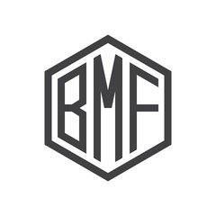 three-letter initials hexagon logo black