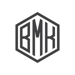 three-letter initials hexagon logo black