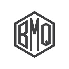 three-letter initials hexagon logo black