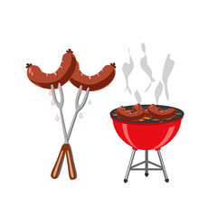 Barbecue and grilled dishes, sausages, hot dog. Snack to beer at the festival. illustration