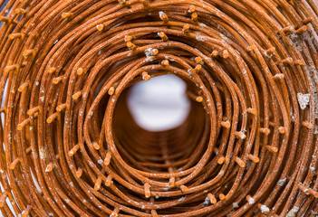 Close up of  rusty steel bar, material for industrial background