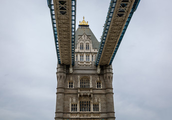 Fototapeta na wymiar Tower Bridge in London, upward view