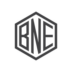 three-letter initials hexagon logo black