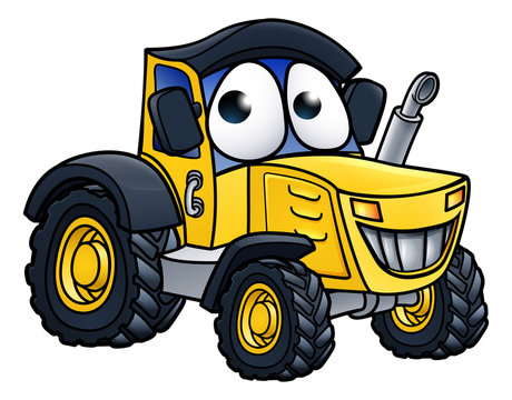 Cartoon Farm Tractor Character