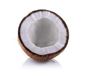Healthy food. Fresh half of coconut