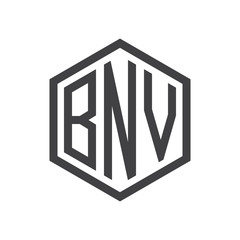 three-letter initials hexagon logo black