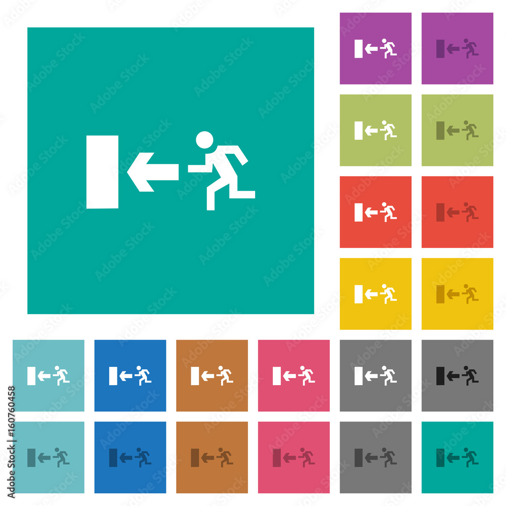Aufkleber exit sign square flat multi colored icons