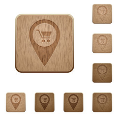 Department store GPS map location wooden buttons