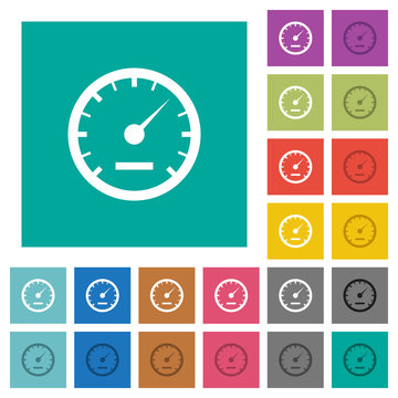 Speedometer square flat multi colored icons