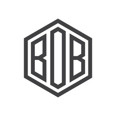 three-letter initials hexagon logo black