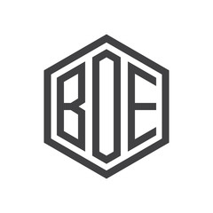 three-letter initials hexagon logo black