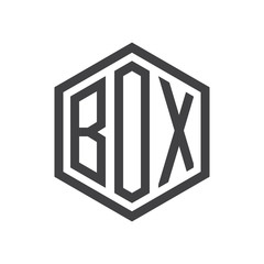three-letter initials hexagon logo black