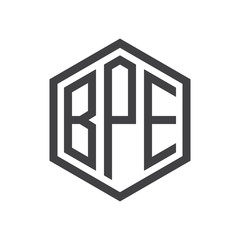 three-letter initials hexagon logo black