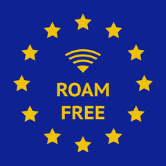European Union Free Roaming Eurozone  WIFI with Stars
