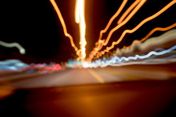 abstract speed background, car lights on the way