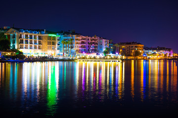 View over the beach coast of Marmaris in Turkey at dusk