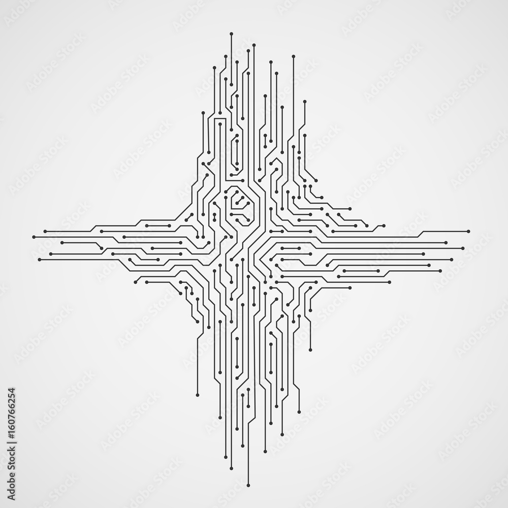 Poster digital engineering vector concept. computer technology abstract background with circuit board