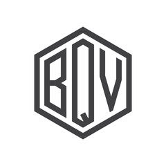three-letter initials hexagon logo black