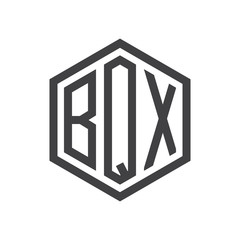 three-letter initials hexagon logo black