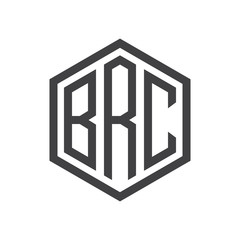 three-letter initials hexagon logo black