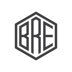 three-letter initials hexagon logo black