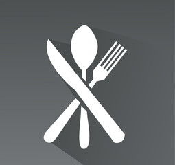 crossed fork, spoon and knife vector icon