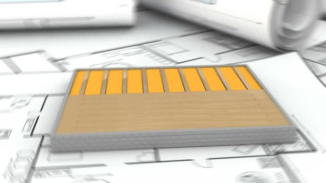 3d animation of house construction timelapse, moving camera