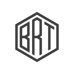 three-letter initials hexagon logo black