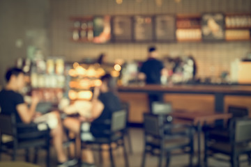 Blur cafe interior for background