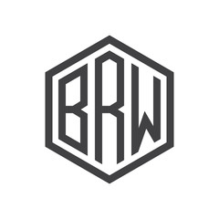 three-letter initials hexagon logo black