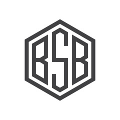 three-letter initials hexagon logo black