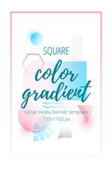 Square color gradient social media banner template pin