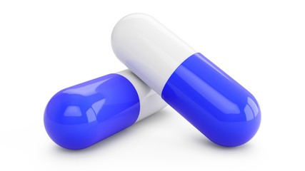 3D rendering Capsule pills isolated on white