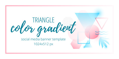 Triangle color gradient social media banner template tw