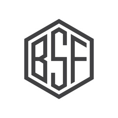 three-letter initials hexagon logo black