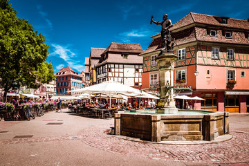 Beautiful town of Colmar in Alsace province of France on a summer sunny day