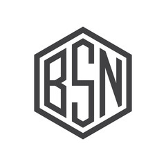 three-letter initials hexagon logo black