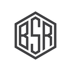 three-letter initials hexagon logo black