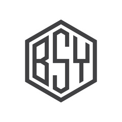 three-letter initials hexagon logo black