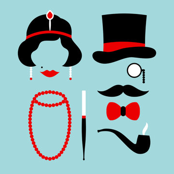 Man & Woman 20s Red/Turquoise