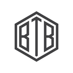 three-letter initials hexagon logo black