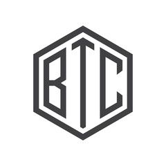 three-letter initials hexagon logo black