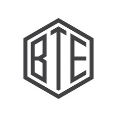 Fototapeta premium three-letter initials hexagon logo black