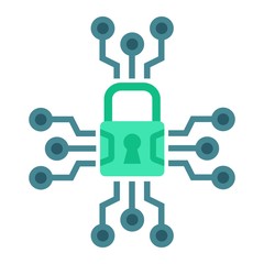 Cyber security flat icon, padlock and security, vector graphics, a colorful solid pattern on a white background, eps 10.